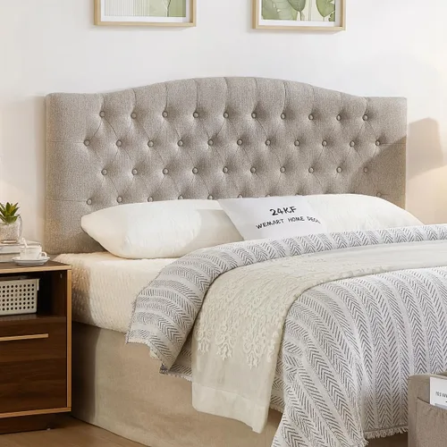 Miniatura 16 de 24KF Cabecera tapizada acolchada con botones de terciopelo, cabecera cómoda y elegante tamaño King/CA King, gris Terciopelo gris-king