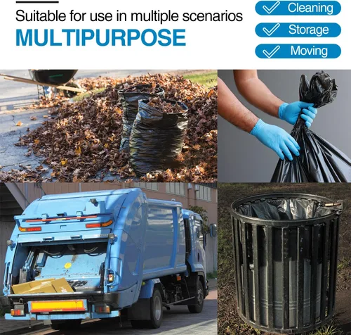 Miniatura 6 de Charmount Bolsas de basura de 55 galones, 1.5 mil-37 x 56 pulgadas con lazos, bolsas de basura negras grandes y resistentes para exteriores, trabajo