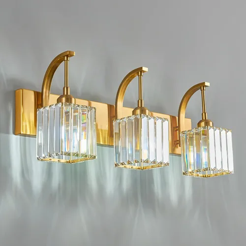 Miniatura 37 de Luces de tocador de cristal de 3 luces negras para tocador de baño, modernas lámparas de baño de cristal sobre espejo de 23.62 pulgadas de largo
