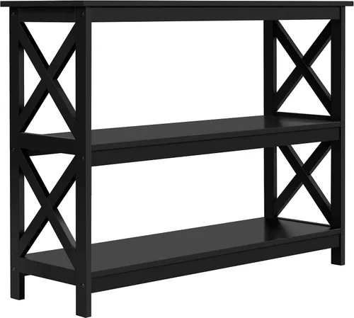 Miniatura 9 de Topeakmart Consola de 3 niveles y mesa de sofá con almacenamiento, mesa de entrada larga estrecha para espacios pequeños, estantería