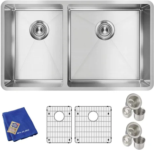 Miniatura 17 de Elkay Crosstown - Kit de fregadero de acero inoxidable calibre 18 de 25-1/2 x 18-1/2 x 9 pulgadas, con grifo filtrado