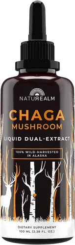 Naturealm Chaga - Tintura de extracto de hongos - Gotas líquidas orgánicas de doble extracto - Suplemento herbario antioxidante - Inflamación, apoyo