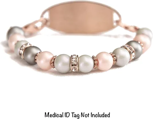 Miniatura 8 de Pulsera de alerta médica de oro rosa, pulsera médica de repuesto intercambiable de identificación médica, etiqueta de identificación no incluida
