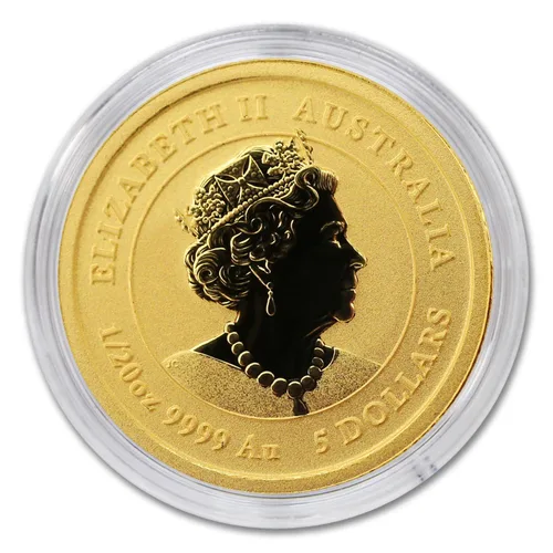 Miniatura 3 de 2022 P 1/20 oz Moneda de oro australiana de la serie lunar III año del tigre brillante sin circular (BU) en cápsula con certificado de autenticidad