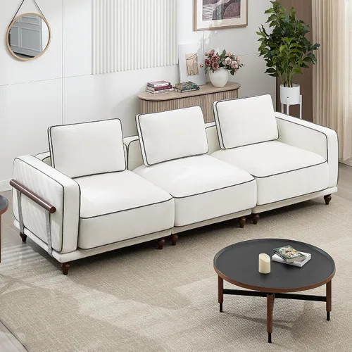 Miniatura 17 de Otomano cuadrado de 35'' para sofá seccional modular, otomanos tapizados y móviles con reposapiés para sala de estar, dormitorio, chenilla blanca