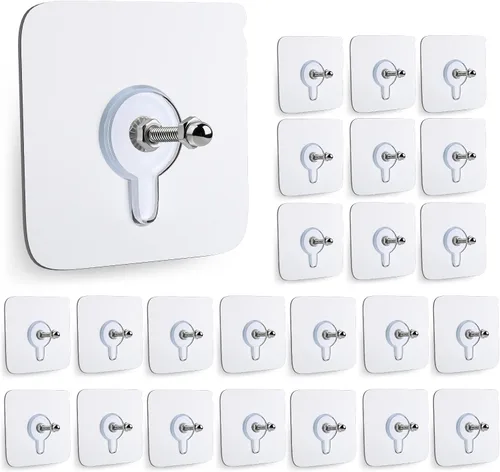 Miniatura 9 de 24 piezas de colgadores de cuadros sin clavos, perchas de pared sin clavos, ganchos de pared adhesivos, para usar en la cocina, baño, hogar