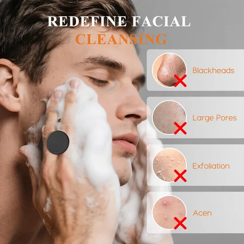 Miniatura 2 de VWMYQ Cepillo de limpieza facial de silicona para hombres, almohadilla exfoliante suave y masajeador, cepillo de limpieza facial de silicona