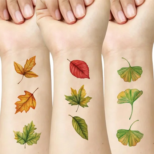 Miniatura 3 de Pegatina temporal de tatuaje de helecho verde, impermeable, hojas de plantas, girasoles, adultos, hombres y mujeres, vintage, 5.9 x 4.3 in, juego