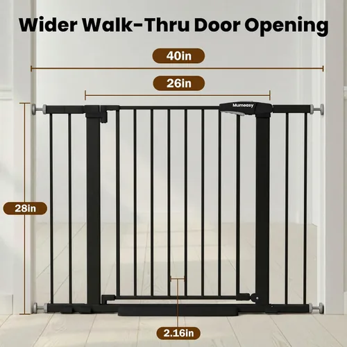 Miniatura 7 de Puerta de bebé para escaleras, puerta de perro de cierre automático de 26 a 40 pulgadas para puertas, puerta infantil montada a presión con puerta
