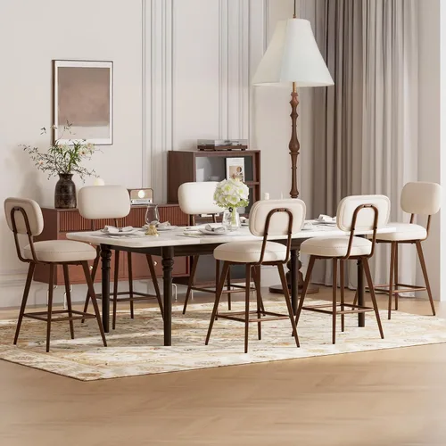 Miniatura 10 de MALOL 26“ PU Leather Swivel Bar Stools Set of 2, Mid Century Counter Height Bar Chairs with Low Back and Metal Legs, Modern Bar Stool Chair for