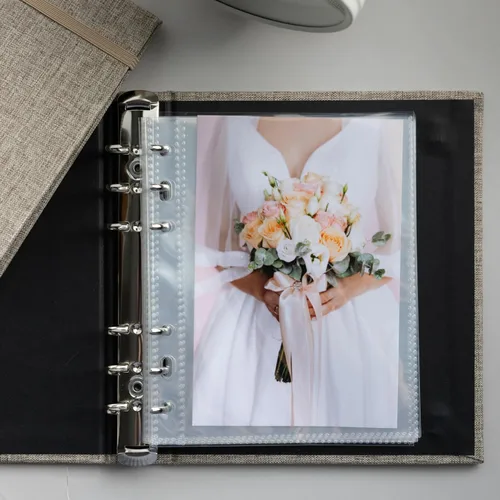 Miniatura 33 de Álbum de fotos de cabina de fotos - Cuaderno con purpurina de 6 anillas, carpeta brillante con 20 fundas para fotos de 2x6 - Se adapta a 80 tiras