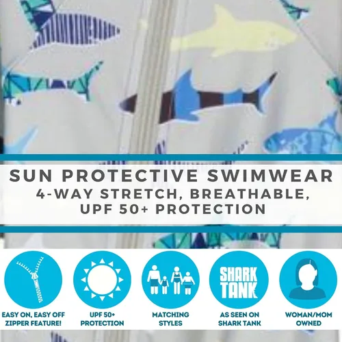 Miniatura 6 de SwimZip - Traje de baño de manga larga para niño, con protección UPF 50+