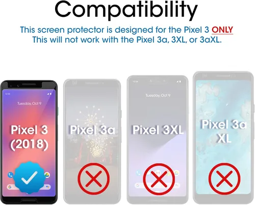 Miniatura 2 de amFilm Paquete de 3 protectores de pantalla de vidrio templado para Google Pixel 3 (2018)