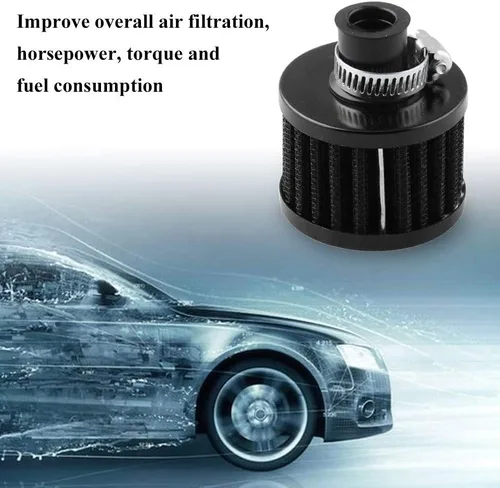 Miniatura 7 de Filtro de aire de 0.472 in Filtro de entrada de aire frío Filtro de entrada de aire Turbo Vent Filtro limpiador negro universal para coche