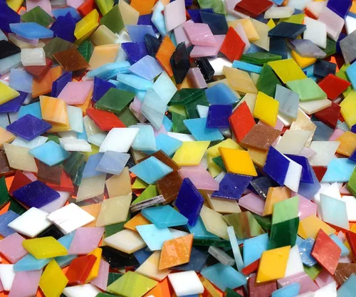 Miniatura 9 de Lanyani 1050 piezas de azulejos de mosaico de vidrio de formas mixtas para manualidades, piezas de vidrieras coloridas para proyectos de mosaico Mix