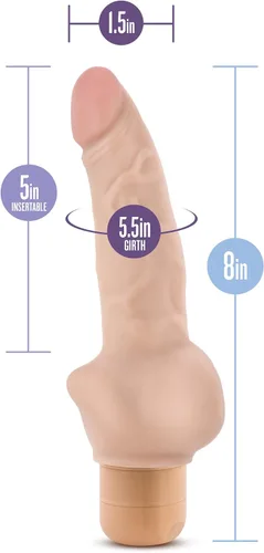 Miniatura 3 de Blush Dr. Skin: Cock Vibe-12 Consolador vibrador de 8 pulgadas ~ Consolador delgado de sensación real de 1.5 pulgadas de ancho ~ Estimulador