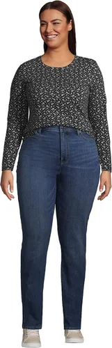 Miniatura 4 de Lands' End Camiseta de manga larga, cuello redondo y holgada, de algodón Supima, para mujer