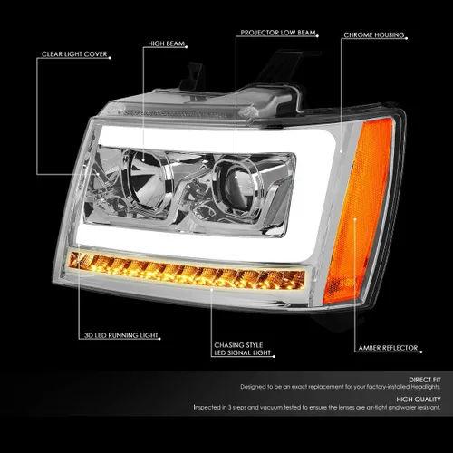 Miniatura 2 de Auto Dynasty - Juego de faros delanteros LED DRL compatible con 2007-2014 Chevy Tahoe Suburban Avalanche, lámparas de proyector para lado