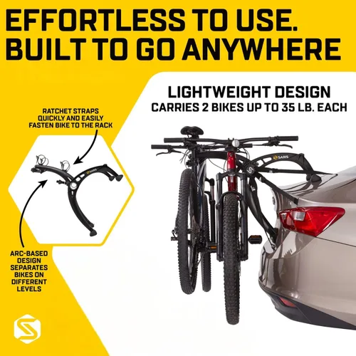 Miniatura 3 de Saris Bones EX - Portaequipajes para maletero de auto para 2 bicicletas, duradero, libre de óxido, correas anti-balanceo, fabricado en EE. UU.