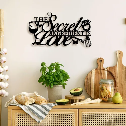 Miniatura 5 de Letrero de metal con texto en inglés "The Secret Ingredient is Love", decoración de pared de granja, comedor, cocina, regalo de inauguración
