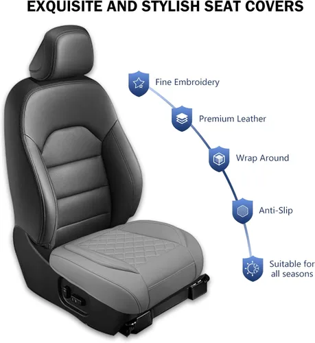 Miniatura 5 de Paquete de 2 fundas de cuero para asiento delantero inferior con bolsillo de almacenamiento, protector universal para asiento de automóvil