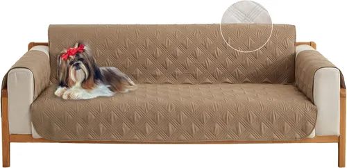 Miniatura 15 de Qubjus Funda de sofá de 2 plazas Revesible para sofá de 2 cojines, lavable, protector de muebles con correas elásticas para perros, mascotas, niños