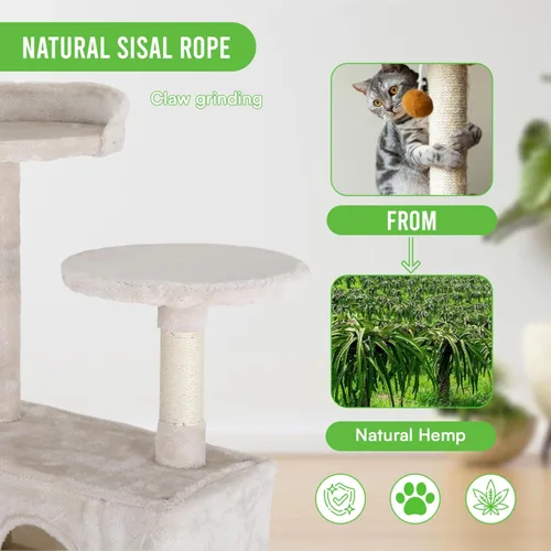 Miniatura 7 de 24/7 Shop at Home Court - Torre de árbol para gatos de varios niveles de 54 pulgadas con bola colgante y postes rascadores para gatos