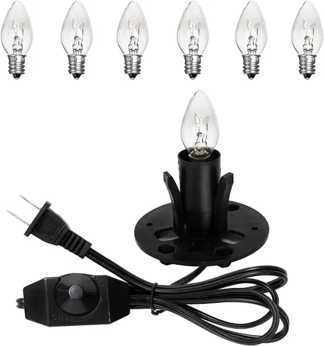 Miniatura 16 de Cable de repuesto para lámpara de sal, 1 paquete con interruptor de atenuación, cable de lámpara de 5 pies y 6 bombillas halógenas de sal (15 vatios)