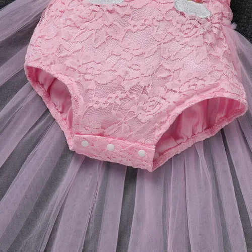 Miniatura 19 de Traje de bebé niña primer cumpleaños traje de encaje tul mameluco princesa tutú vestido de un año cumpleaños pastel Smash fotografía ropa