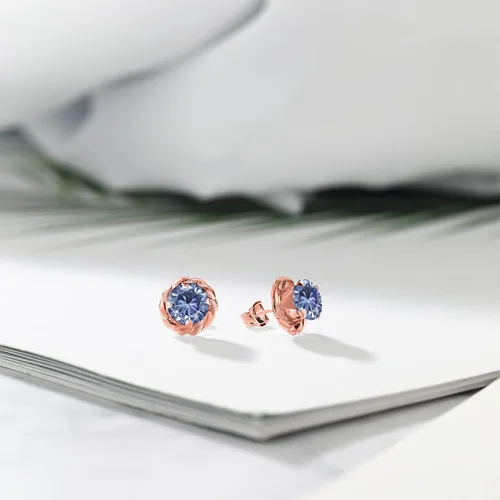 Miniatura 453 de Gem Stone King Aretes de plata de ley 925 de 0.236 in con piedra natal redonda para mujer