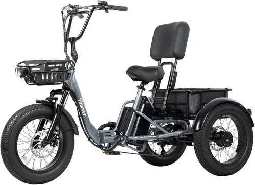 Miniatura 14 de Folding Electric Tricycle for Adults 2 Seater, 20MPH 100 Miles 4" Wide Fat Tire Electric Trike, 3 Wheel Electric Bike 1200W, 48V 20AH Battery