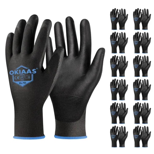 Miniatura 21 de OKIAAS Guantes de trabajo para hombre, guantes ultra delgados y ligeros con agarre, juego de 12 pares de guantes de construcción con revestimiento