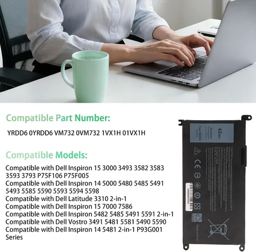 Miniatura 5 de Batería de repuesto para Dell Inspiron 14 15 3000 5000 3493 3582 5480 5485 5491 5493 5585 5590 5593 5593 5594 5698 P93G; 001 7 586 Vostro 3491 VM732