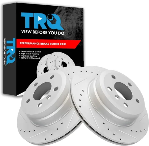 Miniatura 320 de TRQ Juego de rotores de freno de rendimiento trasero con revestimiento G premium compatible con Mazda 6 2014-2021