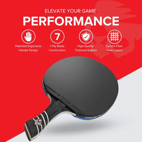 Miniatura 3 de The Peace Maker ALC - Professional Ping Pong Paddle - Carbon Fiber Table Tennis Racket Producing Maximum Spin & Control for All Levels - Hard Carry