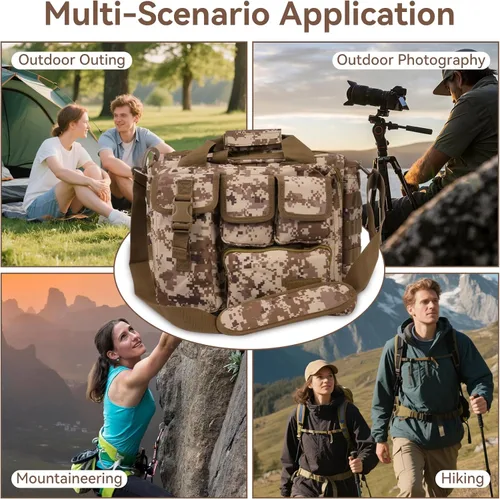 Miniatura 8 de Maletín táctico para hombre, bolsa de mensajero militar de lona de nailon de 18.5 pulgadas, bolsa de mensajero multifuncional grande Molle, bolsa