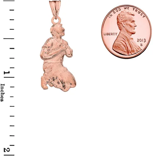 Miniatura 3 de Fine 10 K oro rosa Milagros Miracle Praying Man Colgante Collar