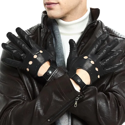 Miniatura 2 de ZLUXURQ Guantes de conducción profesionales de cuero con pantalla táctil para hombre, sin forro - Suaves y delgados de piel de cordero italiano
