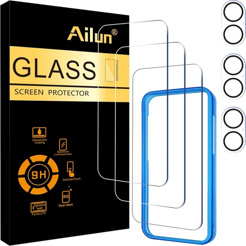 Miniatura 23 de Ailun Paquete de 3 protectores de pantalla para iPhone 17 Pro [6.3 pulgadas] + 3 protectores de lente de cámara con marco de instalación, protección