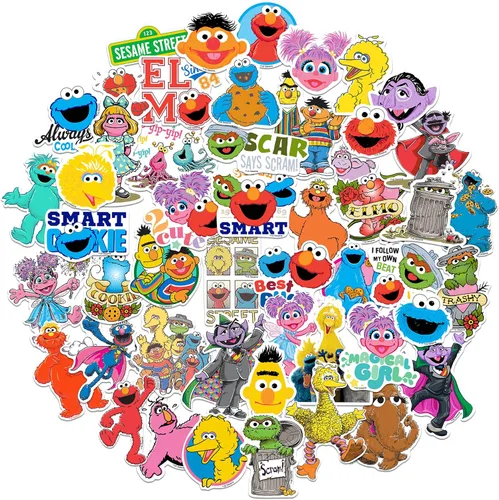 Sesame Street Paquete de Calcomanías Troqueladas de Vinilo Grandes de Lujo Paquete Variado - Laptop, Botella de Agua, Álbumes de Recortes, Tableta,