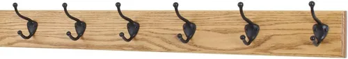 Miniatura 8 de PegandRail Perchero de roble con ganchos estilo sombrero y abrigo de bronce aceitado (castaño, 15 x 3.5 pulgadas con 3 ganchos)