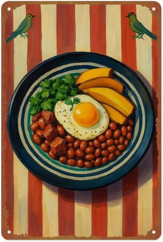 Bandeja Paisa - Cartel de metal para decoración de pared de cocina, cocina, cocina, cocina, cocina, cocina, cocina, cocina, restaurante, bares y