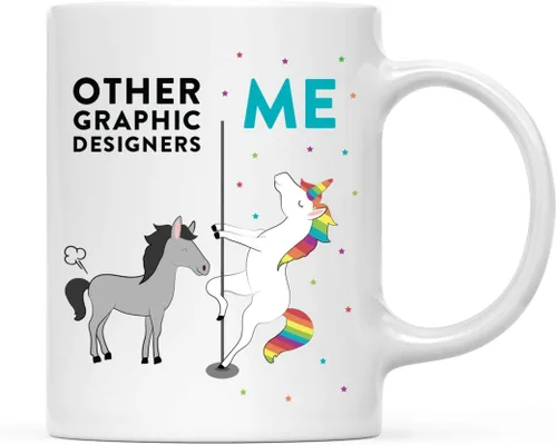 Miniatura 44 de Andaz Press Funny Quirky - Taza de té de café de cerámica de 11 onzas, regalo de agradecimiento, otros actores yo, unicornio de caballo, 1 paquete