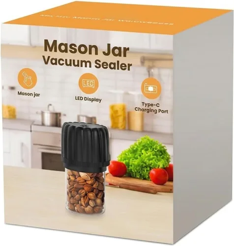 Miniatura 10 de Kit de sellado al vacío de tarros Mason eléctrico mejorado 2026 con tapas Mason de boca ancha y regular, bomba de vacío automática de 80 kpa, Negro