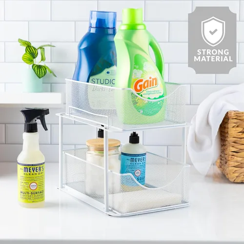Miniatura 6 de Sorbus Organizadores y almacenamiento de baño de 2 niveles para debajo del fregadero, cajones deslizantes de malla de acero fuerte para un mejor