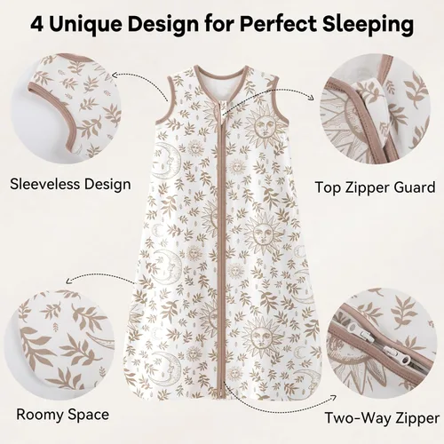 Miniatura 3 de Unnivoll - Saco de dormir para bebé de 18 a 24 meses, paquete de 3 unidades, 100 % de algodón, ligero, con un TOG de 0.5, manta portátil para bebé