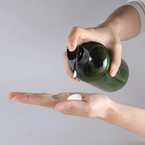 Miniatura 7 de Botellas vacías de bomba de loción de gran capacidad de 16.9 fl oz, botellas dispensadoras de loción de jabón marrón/verde, paquete de 4 Marrón-16.9