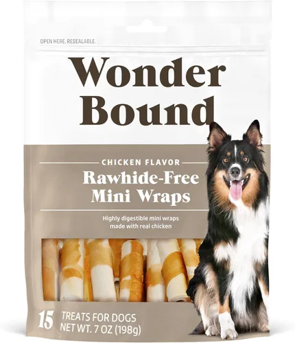 Miniatura 10 de Wonder Bound Anillos de dentición para cachorros sin piel cruda con sabor a pollo, hechos con pollo real, sabrosos masticables de salud dental