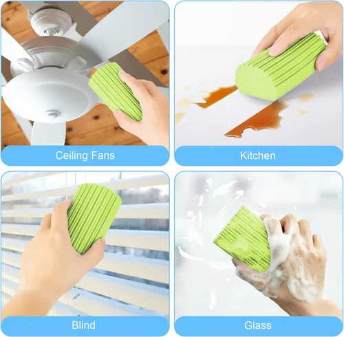 Miniatura 5 de Paquete de 4 Esponjas Limpiadoras Húmedas, Borrador de Esponja Mágica para Limpieza del Hogar, Plumeros Reutilizables Suministros de Limpieza