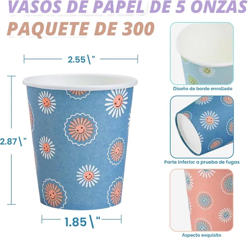 Miniatura 4 de SIUQ Paquete de 300 Vasos de Papel de 5 oz, Vasos de Baño Desechables, Vasos Pequeños para Enjuague Bucal, Mini Vasos para Bebidas Calientes/Frías